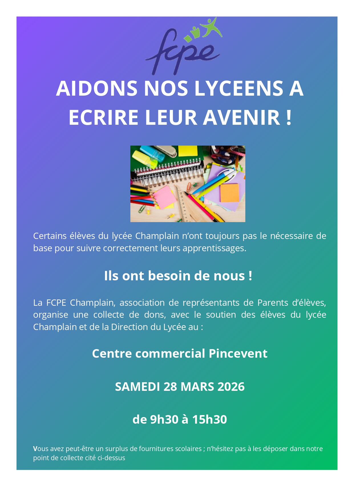 Aidons nos lycéens à écrire leur avenir !